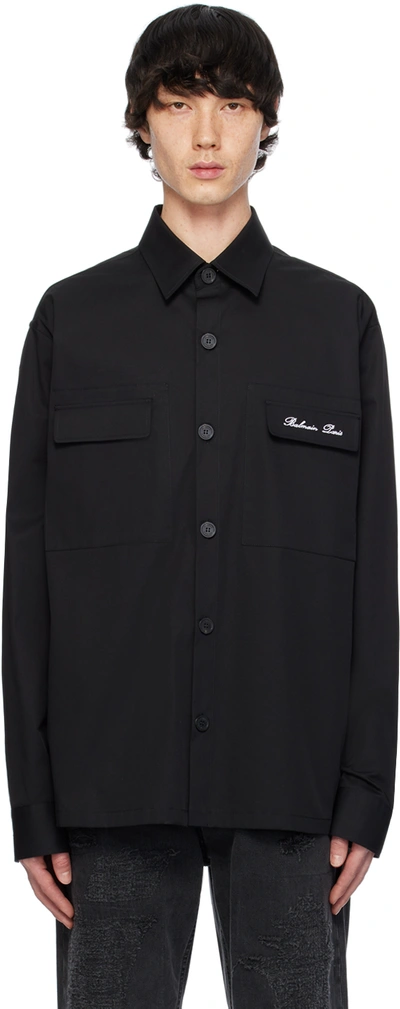Shop Balmain Black Signature Shirt In 0pa Noir