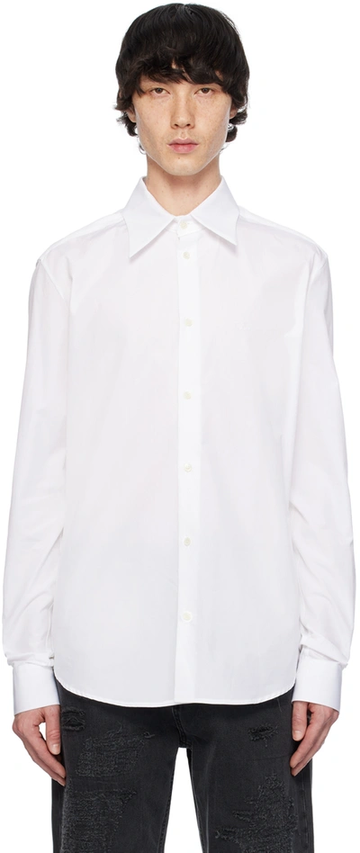 Shop Balmain White Embroidered Shirt In 0fa Blanc