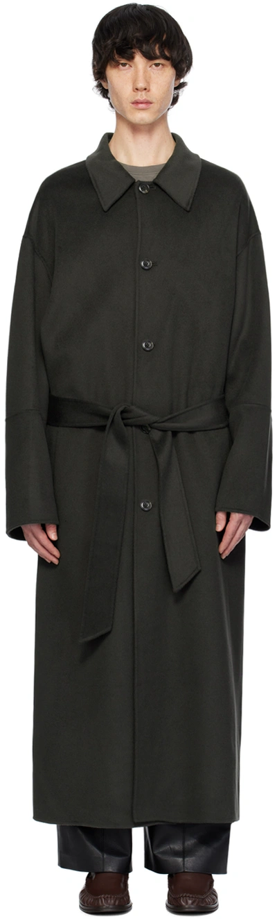 Shop Nanushka Black Lucian Coat In Anthracite