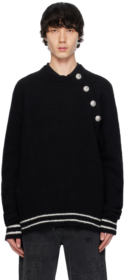 Shop Balmain Black Raglan Sleeve Sweater In 0pa Noir