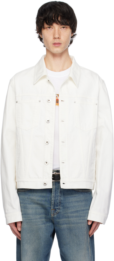 Shop Lanvin White Button Up Denim Jacket In 01 Optic White