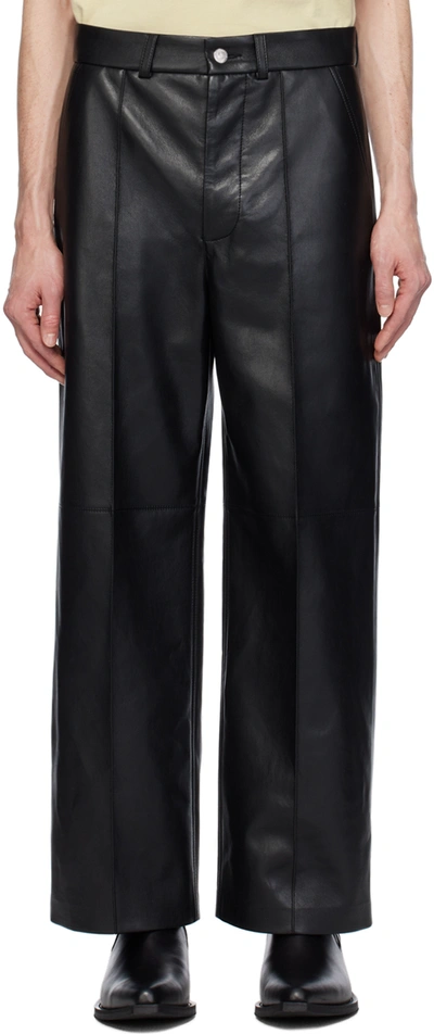 Shop Nanushka Black Dax Regenerated Leather Trousers