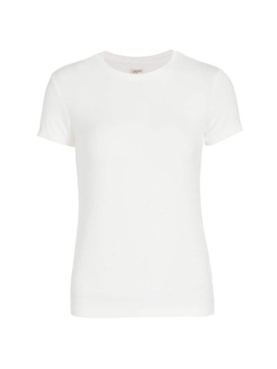 Shop L Agence Women's Ressi Rib-knit Crewneck Tee In White
