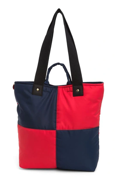Shop Clare V Annie Nylon Colorblock Tote Bag In Navy And Red