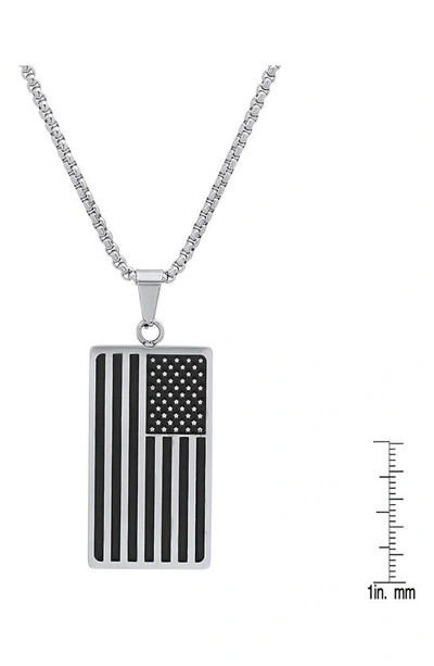 Shop Hmy Jewelry Stainless Steel American Flag Pendant Necklace In Metallic/ Black