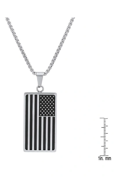 Hmy Jewelry Stainless Steel American Flag Pendant Necklace In Metallic/ Black