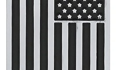 Hmy Jewelry Stainless Steel American Flag Pendant Necklace In Metallic/ Black
