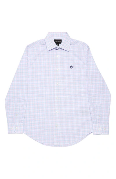 Shop Ralph Lauren Kids' Check Dress Shirt In Blue/ Pink