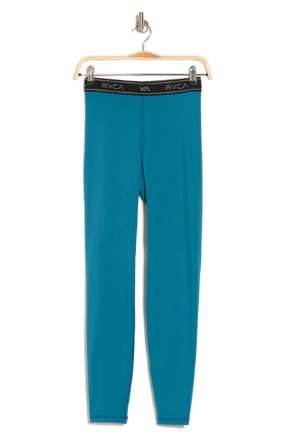 Shop Rvca Base Layer Leggings In Teal