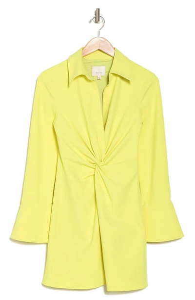 Shop Cinq À Sept Mckenna Front Twist Long Sleeve Mini Shirtdress In Key Lime