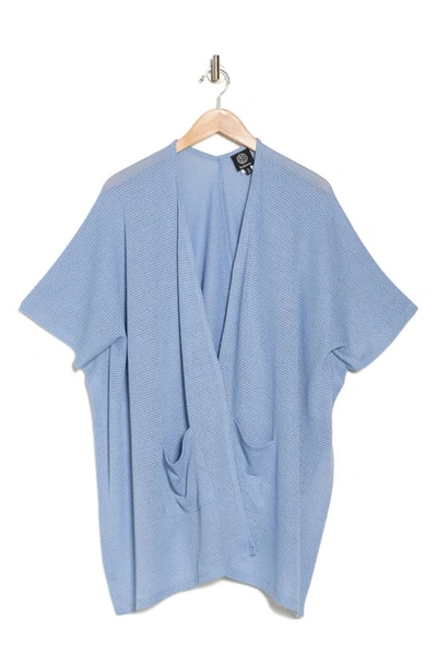 Shop Bobeau Short Sleeve Pocket Cardigan In Forever Blue