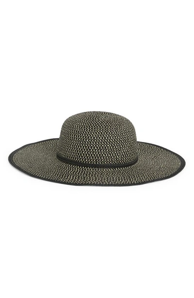 Shop Nordstrom Rack Two-tone Straw Floppy Hat In Black Combo