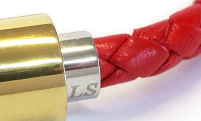 Shop Liza Schwartz Braided Leather Magnetic Bracelet In Red