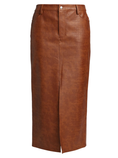 Shop Wayf Women's Roberta Faux-leather Maxi Skirt In Brown