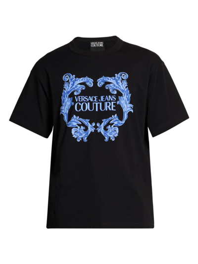 Shop Versace Jeans Couture Men's Maglietta Cotton T-shirt In Black