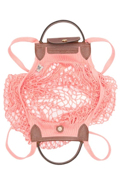 Shop Longchamp Le Pliage Filet Knit Shoulder Bag In Blush