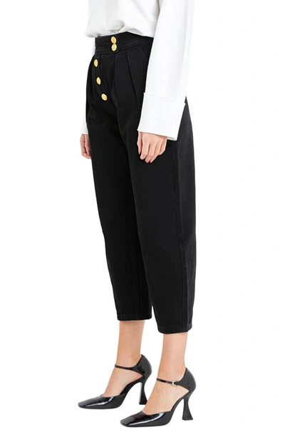 English Factory Cropped Denim Trousers Black Xl In Black