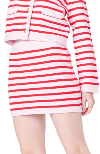 Shop English Factory Stripe Miniskirt In Pink/ Red