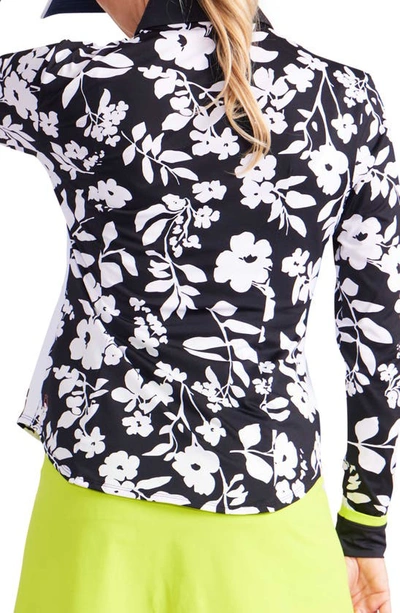 Shop Kinona Floral Long Sleeve Golf Top In Abstract Bloom