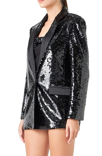 Endless Rose Women's Sequin Oversized Jacket In Black