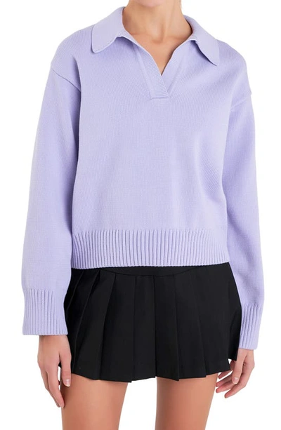 Shop English Factory Rib Sweater In Lilac