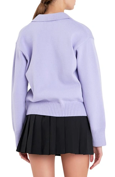 Shop English Factory Rib Sweater In Lilac