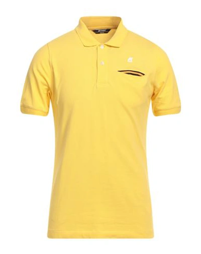 Shop K-way Man Polo Shirt Yellow Size Xxl Cotton, Elastane