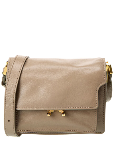 Shop Marni Trunk Mini Leather Shoulder Bag In Brown