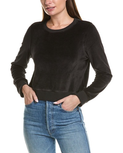 Shop Goldie Velour Crop Sweatshirt In Black