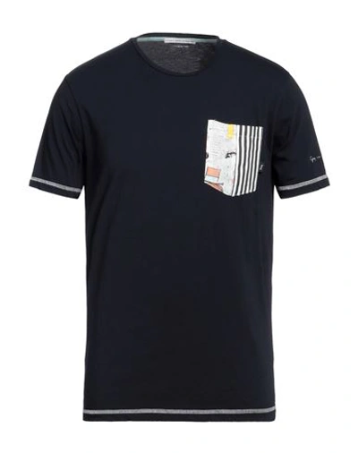 Shop Grey Daniele Alessandrini Man T-shirt Midnight Blue Size S Cotton