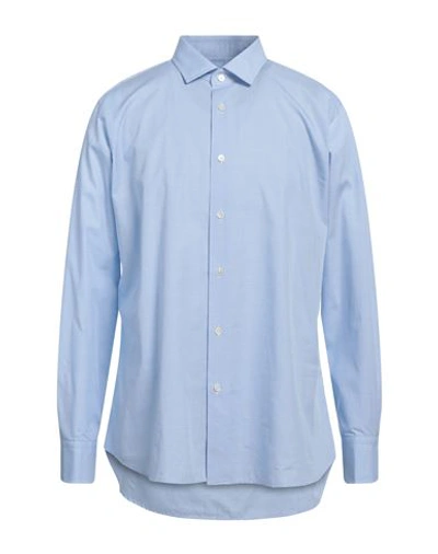 Shop Bagutta Man Shirt Sky Blue Size 17 Cotton