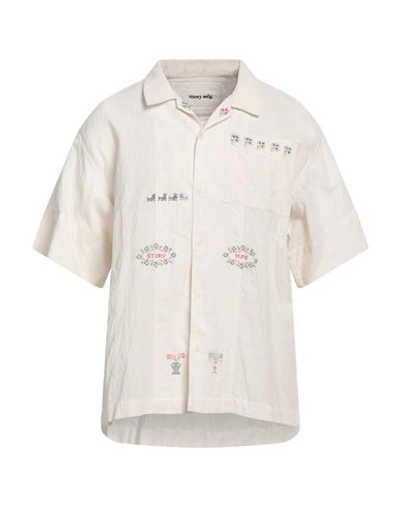 Shop Story Mfg. Man Shirt Cream Size L Cotton, Linen In White