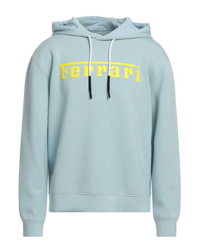 Ferrari Man Sweatshirt Sky Blue Size L Viscose, Polyurethane, Elastane In Blue