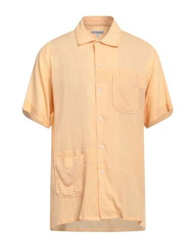 Shop Engineered Garments Man Shirt Apricot Size L Cotton In Orange