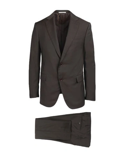 Shop Pal Zileri Man Suit Dark Brown Size 40 Wool