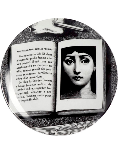 Shop Fornasetti Wall Plate In B/w