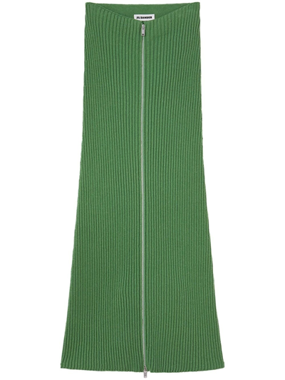 Jil Sander Ribbed-knit Zip-up Pencil Skit