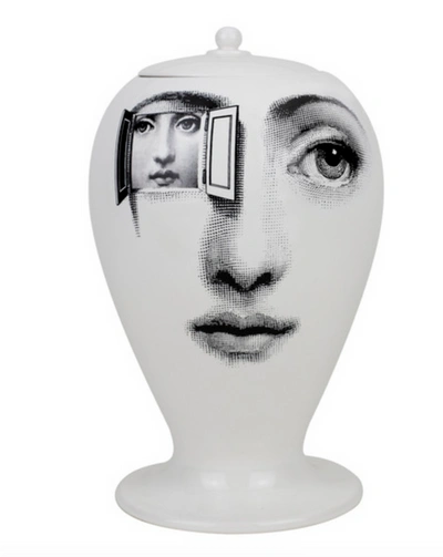 Shop Fornasetti Face Print Vase White/black