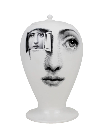 Shop Fornasetti Face Print Vase White/black