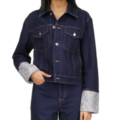 Shop Alexander Wang Crystal Cuff Denim Jacket