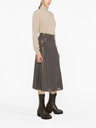 Shop Brunello Cucinelli Metallic A Line Skirt