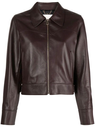 Shop Chloé Aviator Leather Jacket