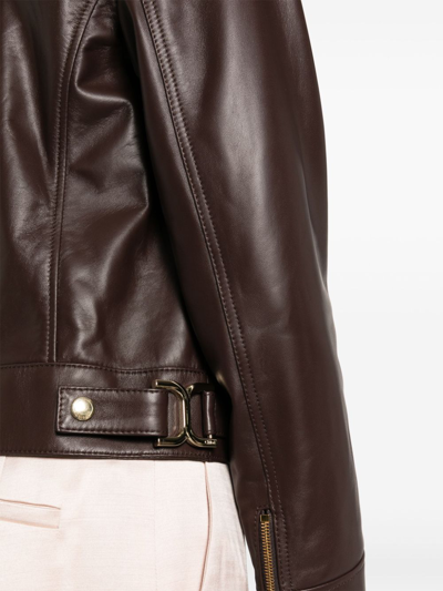 Shop Chloé Aviator Leather Jacket
