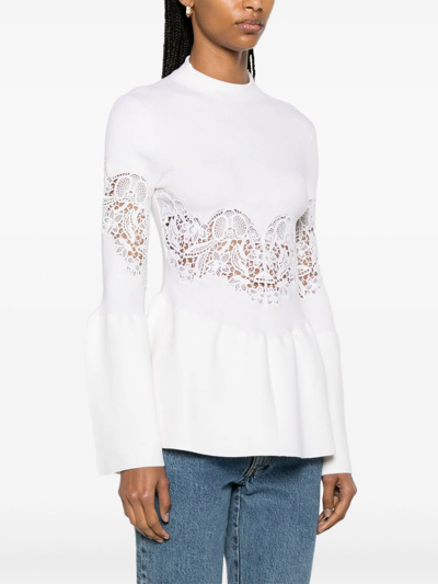 Shop Chloé Guipure Panels Flared Pullover