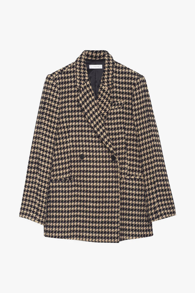 Shop Anine Bing Kaia Houndstooth Double Breasted Blazer
