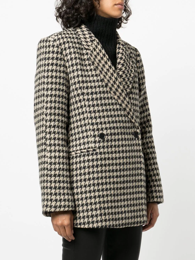 Shop Anine Bing Kaia Houndstooth Double Breasted Blazer