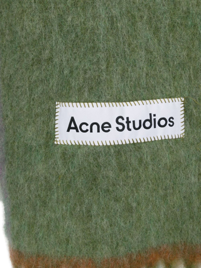 Shop Acne Studios Contrasting Trim Scarf Grass Green