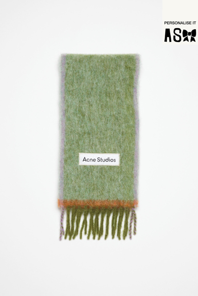 Shop Acne Studios Contrasting Trim Scarf Grass Green