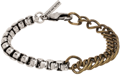 Shop Dries Van Noten Silver Chain Bracelet In 974 Silver/brass
