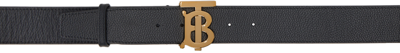 Shop Burberry Black Leather Wide Tb Belt In Black/gold